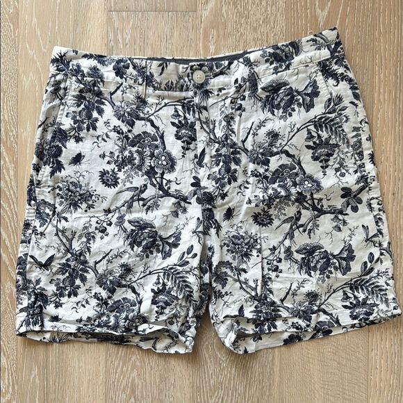Club Monaco Baxter Linen/Cotton Blend Casual Shorts 6" Blue/White Floral Sz30 - Picture 1 of 11